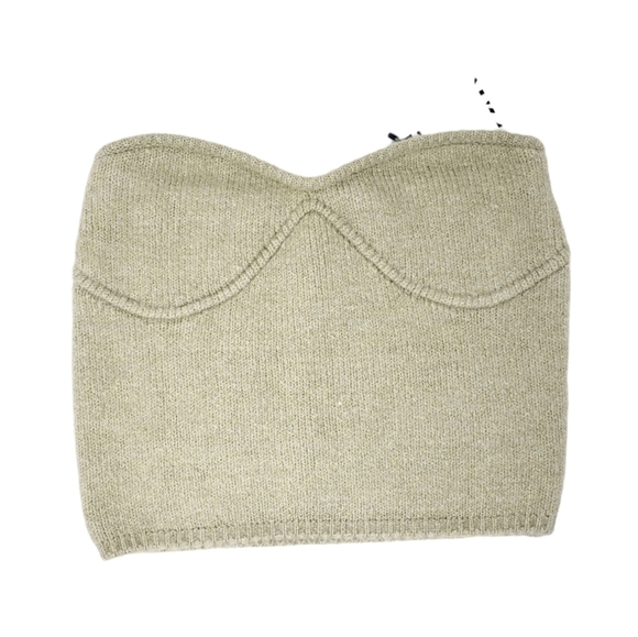 ZARA Corset Style Strapless Sweater Crop Top - Picture 1 of 5